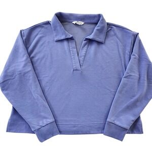 Athleta Retroterry Polo Long Sleeve Crop Sweatshirt Pullover Top Women's Medium